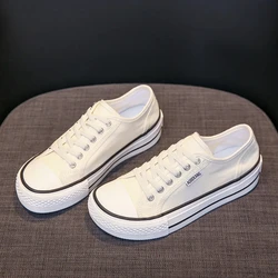 Dames Brede Neus Canvas Schoenen Lente Platte Schoenen Effen Kleur Student Sneakers Meisjes Skateboard Gevulkaniseerde Tennis Vrouwen Zapatillas