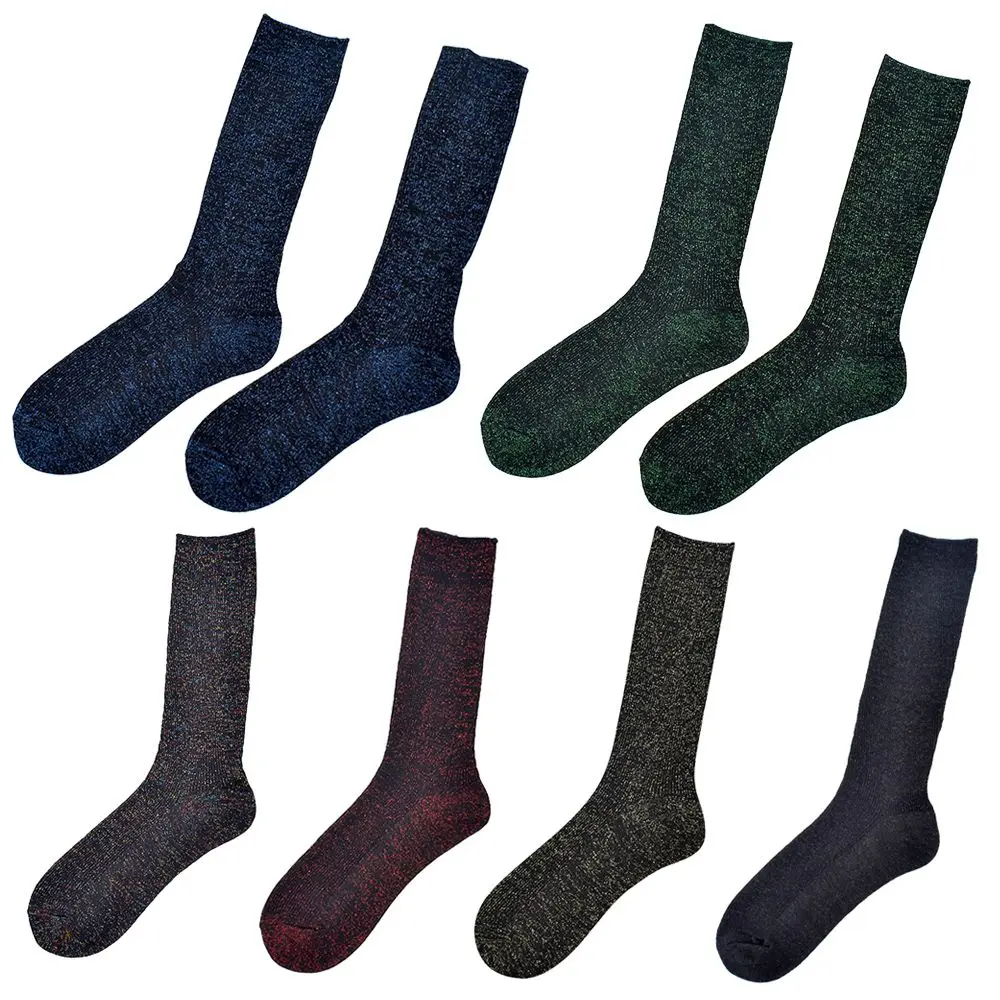 

Women Shiny Breathable Knitted Socks Women's Socks Glitter Colored Golden Silver Silk