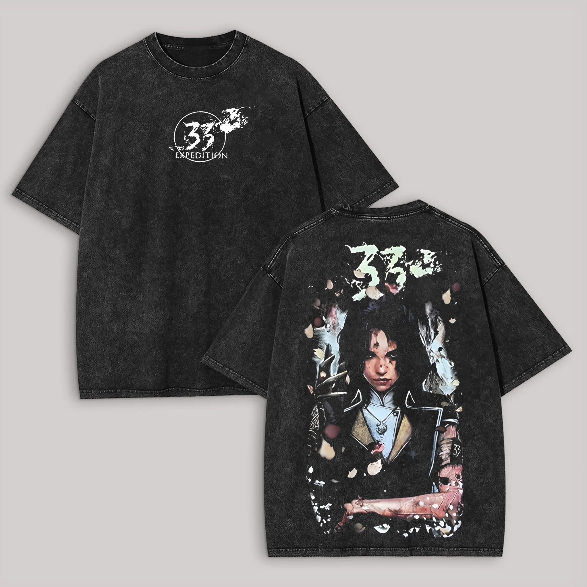 Expedition 33 hot product New Model Washed T-shirt personality Clothes Retro Fashion Streetwear Trendy Couples Classic Unisex