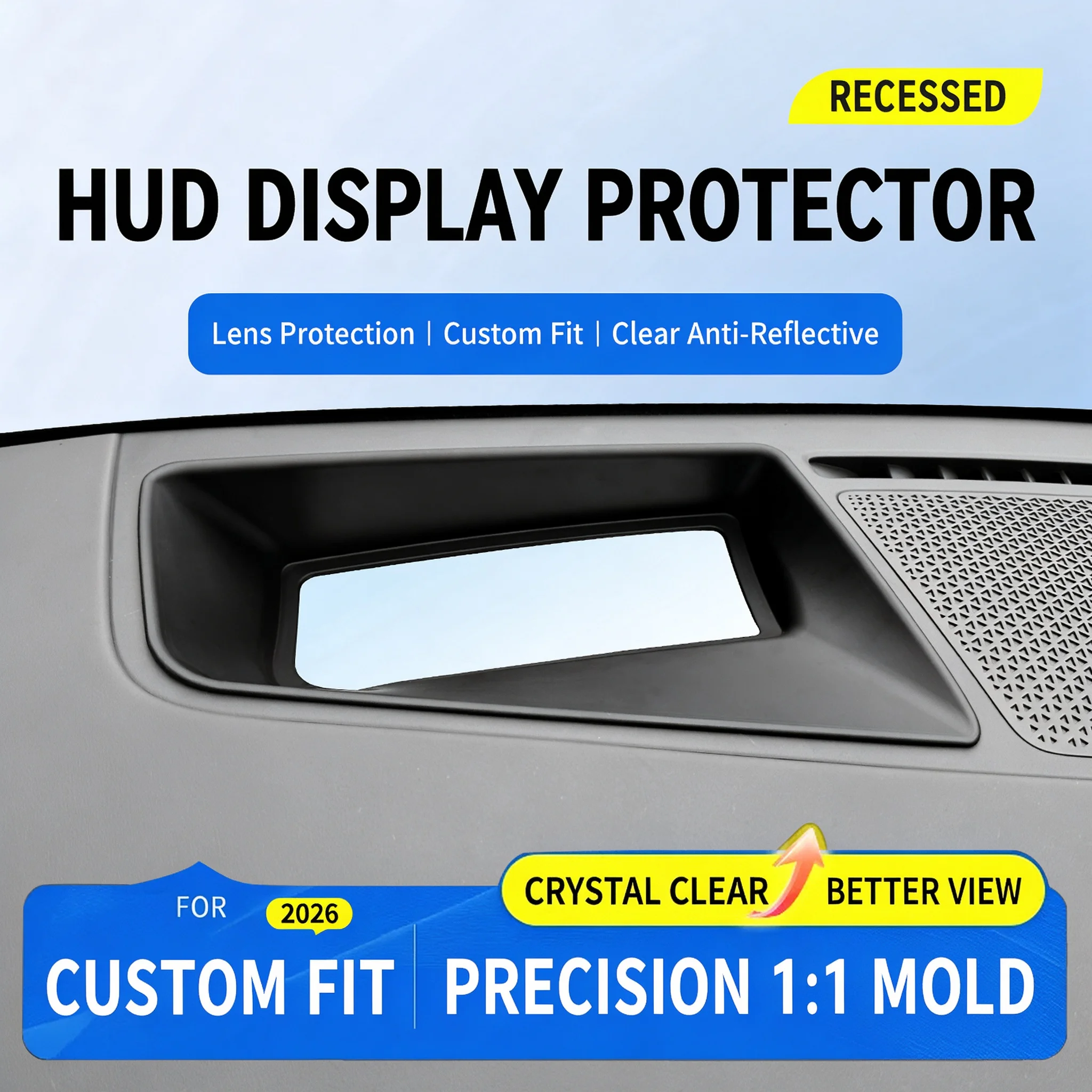 For WEY V9X 2026 Left Hand Drive Curved Inset HUD Head Up Display Cover 1:1 Molded No Reflection Car Trim
