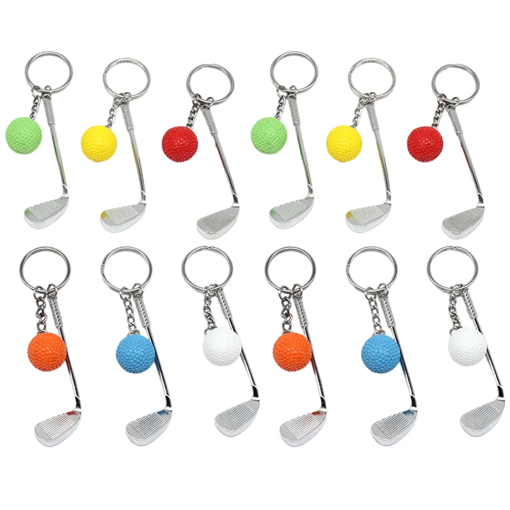 

12 Pcs Golf Keychain Ring Metal Golfs Balls Keychains Exquisite Sports Elements Pendants for Team