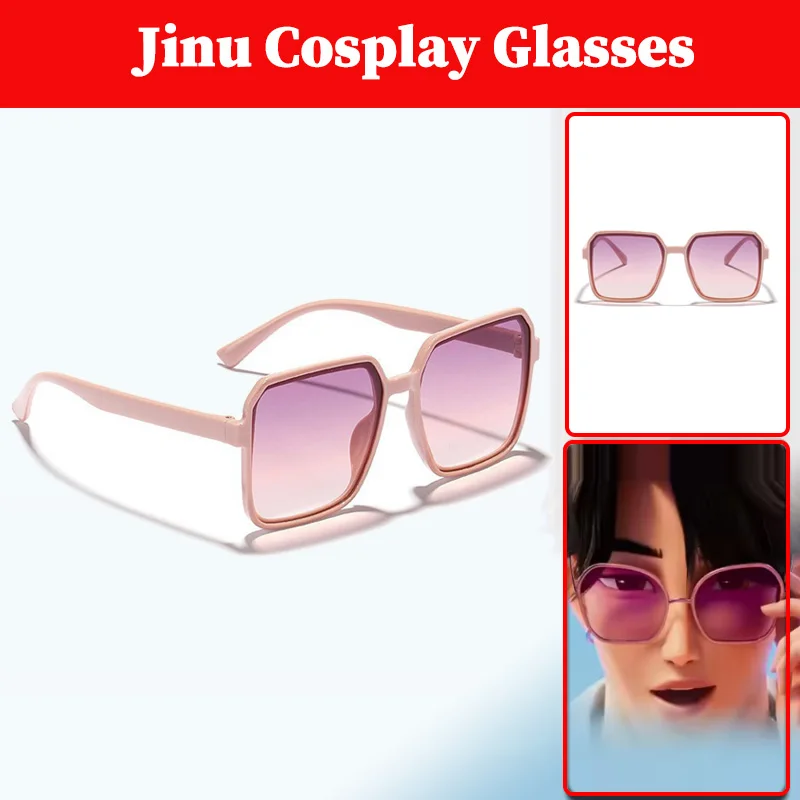 K Pop Demon Hunter Jinu Cosplay Brille Kostüm Requisiten Idol Gruppe Saja Jungen Rollenspiel Hellrosa Sonnenbrille Halloween Zubehör