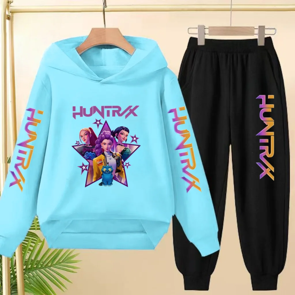 

Children's 3-12Yrs Pretty Girl HUNTR/X Hoodie Boys Sweatshirt Girls Toddler Sports Top +Pants Two-piece Set Casual Charming Suit