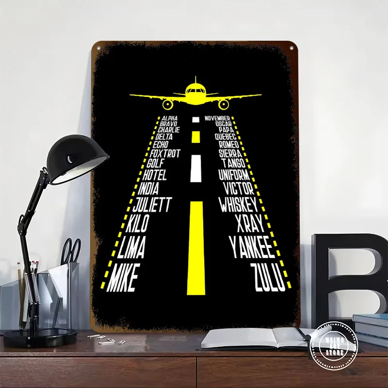 Airplane Pilot Aviator Printed Poster Customized Retro Wall Art Vintage Metal Tin Signs for Home Gaming Room Decoration Cozy