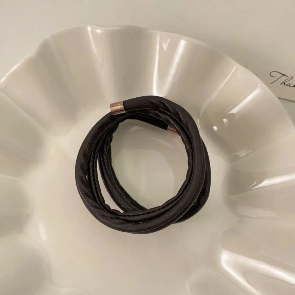 

Korean Style PU Rope Ponytail Holder Hair Band Solid Color Flexible Bend Hair Rope Hair Wear Fashion Design