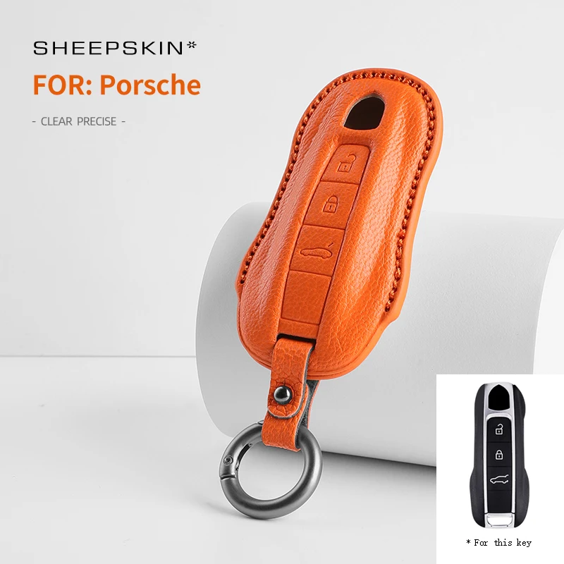 For Porsche Boxster Cayenne Panamera Taycan Cayman 911 996 997 991 718 High-end leather car keychain protective case key case