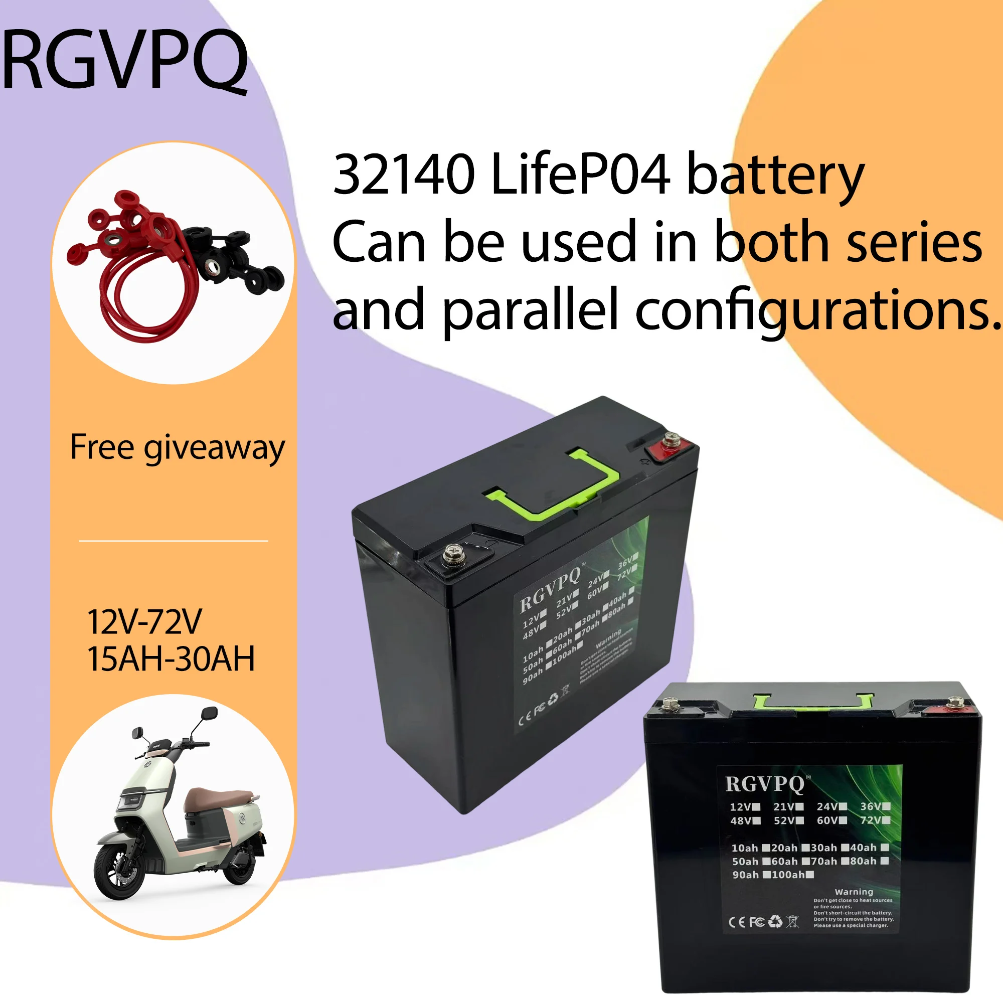 

12V32140LIFePO4 battery, 30AH can be connected in series with 24V36V48V60V72V, suitable for solar energy and electric vehicles