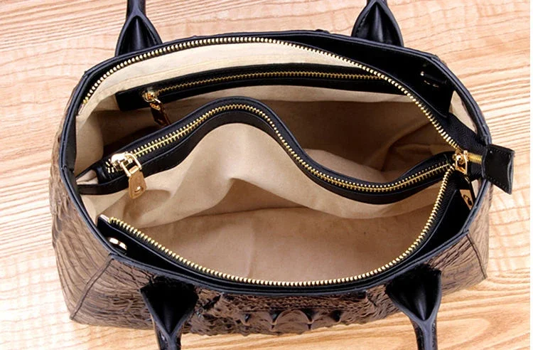 Nowe mody torebki damskie ze skóry aligatora europejski projektant skóra bydlęca oryginalne skórzane torby na ramię kobieta marka luksusowa torba Crossbody — zdjęcie 4