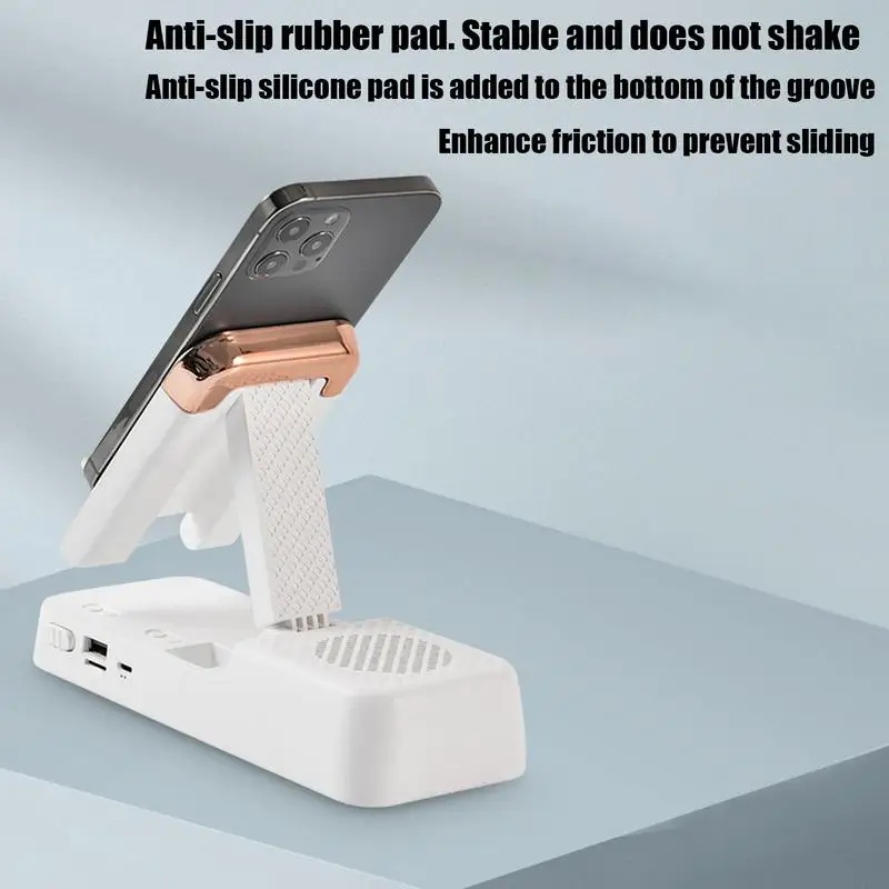 Suporte de telefone celular sem fio portátil suporte de telefone com alto-falante anti-deslizamento suporte de celular ajustável dobrável móvel