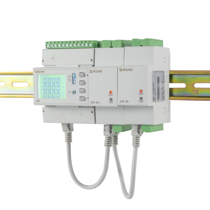 ADW210 3 phase 2 channel multi circuit energy power meter with 6 CTs alarm SOE pulse output