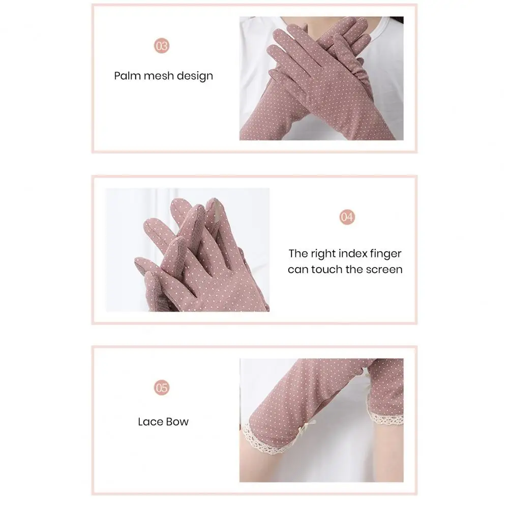 1 Pair Delicate Sun Protection Gloves  Extra Soft Cotton Touch Screen Gloves  Summer Women Touch Screen Sunblock Gloves