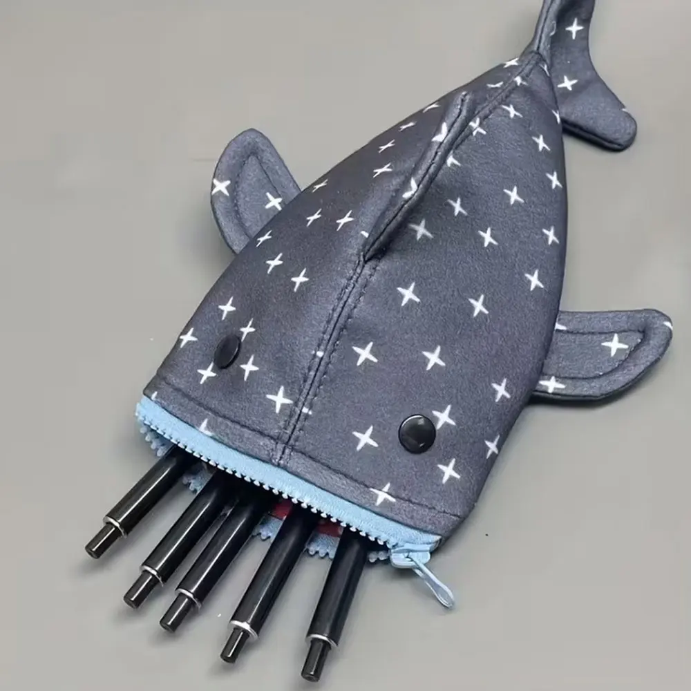 Japanese-Style Shark Star Pencil Case, High-Value Thickened Storage Bag, Quirky Niche Pencil Case with Great Aesthetics, Cute Pencil Case That Doesn'T Clash with Other Styles, Adorable Desktop Accessory, Christmas Gift, Gift Item