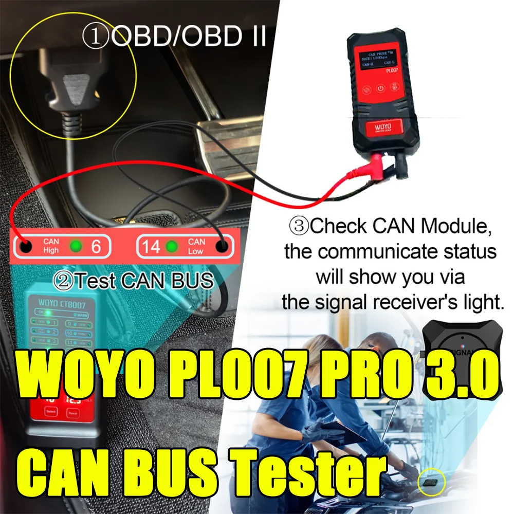 

Тестер CAN BUS WOYO PL007 PRO 3.0 2025 с беспроводным приемником сигналов/Анализатор LIN BUS/детектором сигналов ШИМ, автоматический диагностический инструмент