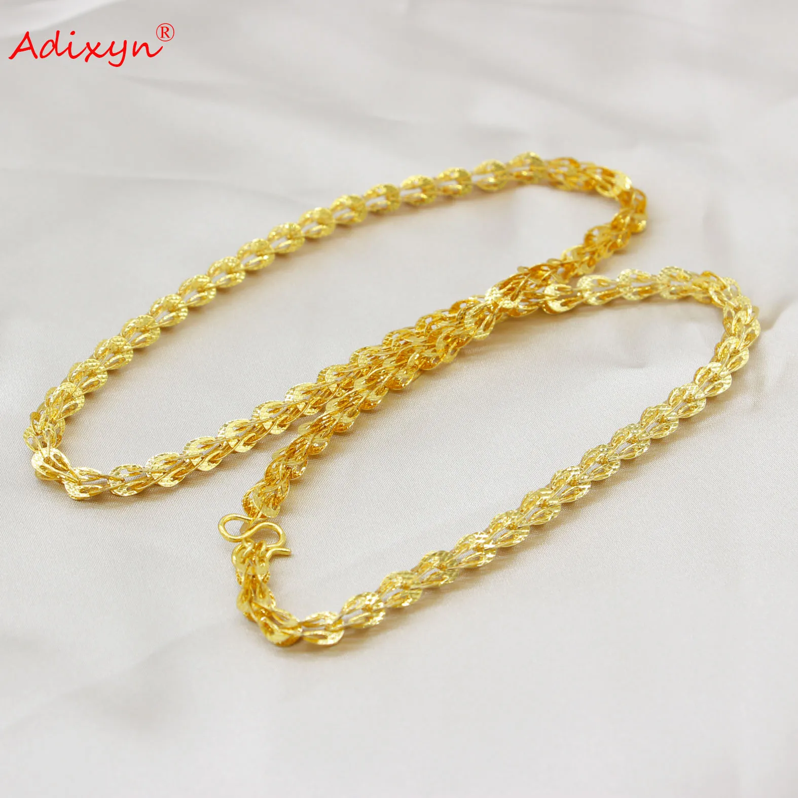 Adixyn Wholesale African 50CM Chain Necklaces Ethiopian Gold Color Copper Jewelry Arab Middle East Gifts N03154