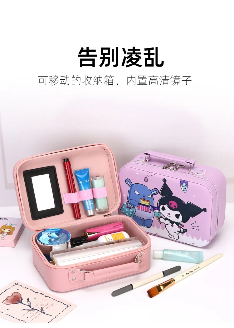 

Hello Kitty Kuromi Cartoon Makeup Case Large Capacity Handheld Storage Portable Beauty Case for Travel Cute Travel Case Gift