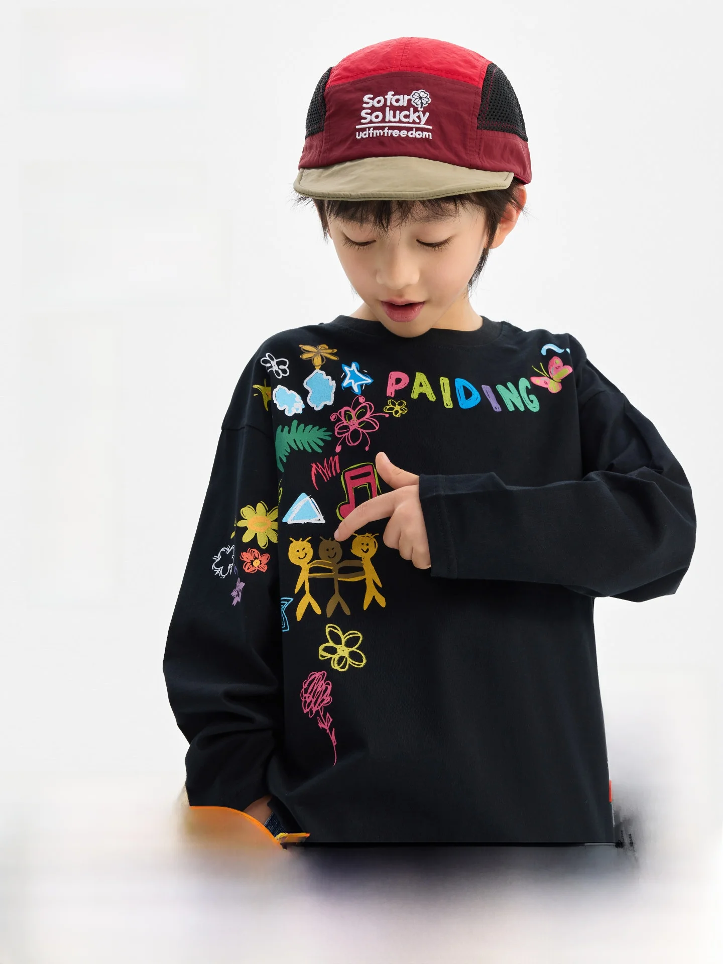 Cool Street Art Boys T-Shirt Long Sleeve Shoulder Drop Breathable Comfortable Korean Style Children's Fashion Fall New Arrival