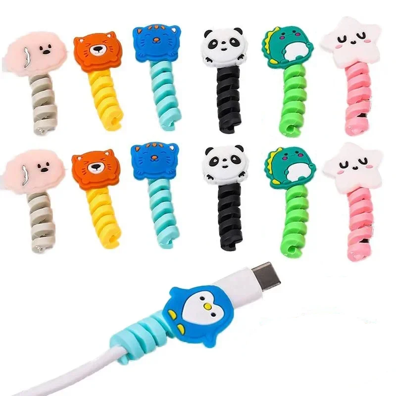 USB Cable Protector Cute Cartoon Data Line Protective Cover Charging Cable Earphone Cable USB Winder Wire Cord Organizer Cover