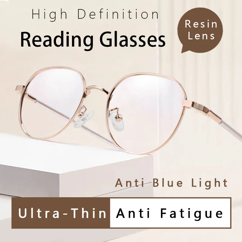 Ultra-Thin Blue Light Blocking Reading Glasses for Women, Anti Eyestrain, Computer Gaming Glasses, TV Glasses, Anti Glare