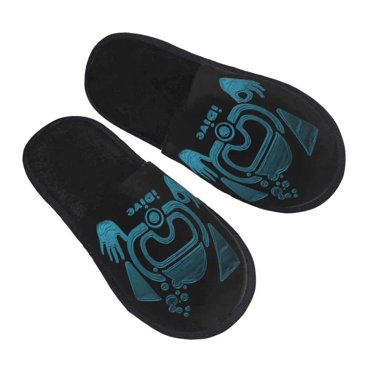 Custom Print Women Scuba Dive House Slippers Soft Warm Memory Foam Fluffy Slipper Indoor Outdoor Shoes