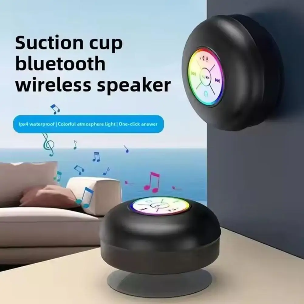 

Waterproof Bluetooth Shower Speaker With LED, IPX4 Portable Wireless Hands-Free Mini Speaker, Built-in Mic, Suction Cup