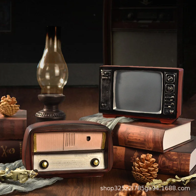 Vintage retro radio, nostalgic old objects, decorative items for home, living room, coffee shop, decorative art figurines