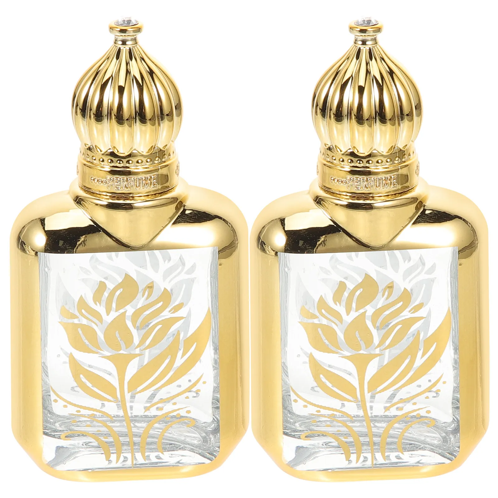 

2 Pcs Crown Glass Bottle Empty Bottles for Liquid Dropper Essential Oils Roller Clear Spreading