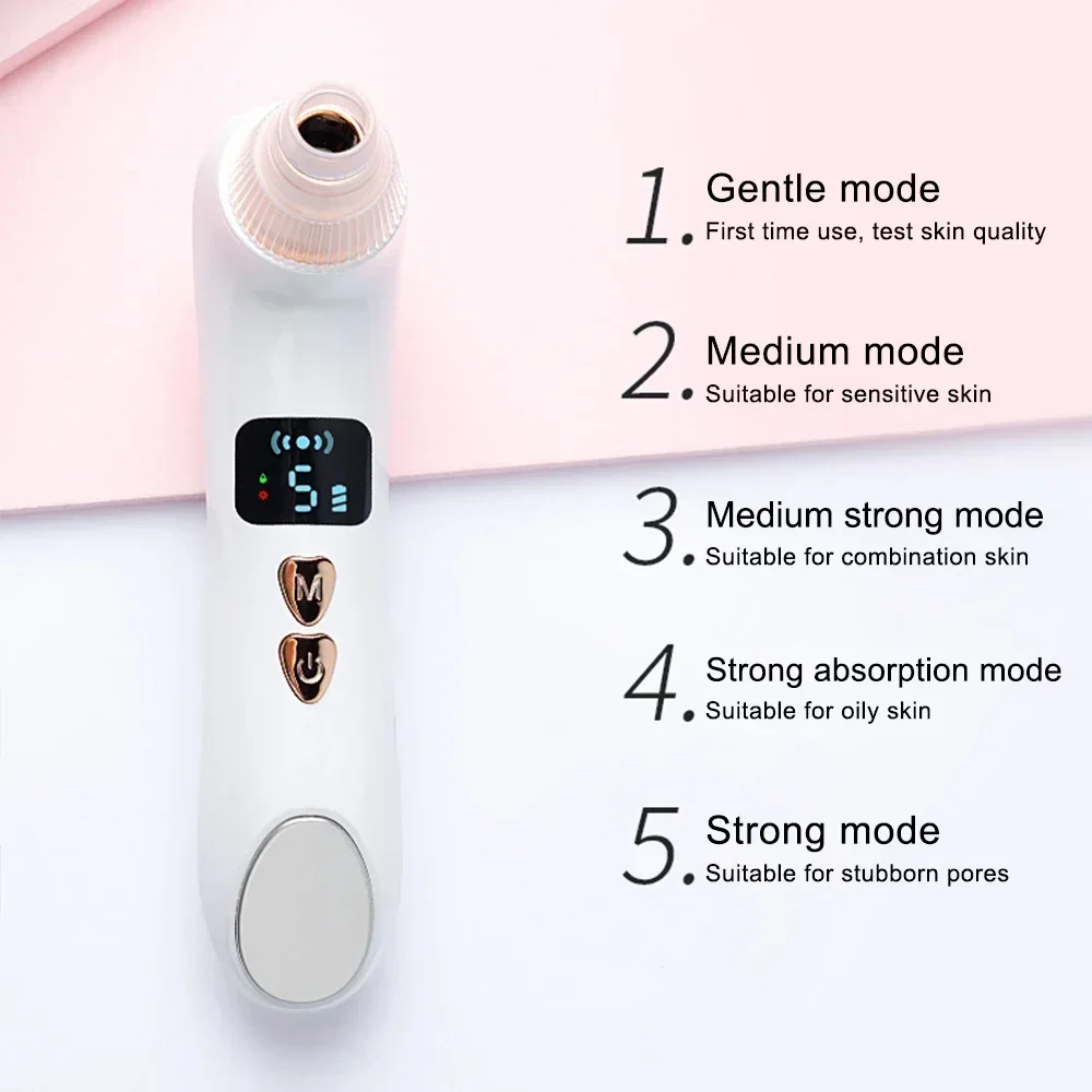 Visuele Comedondrukker Gezicht Diepe Schone Machine Mee-eters en Acne Remover Verwarmde Gezicht Extractor Elektrische Mee-eter Sucker