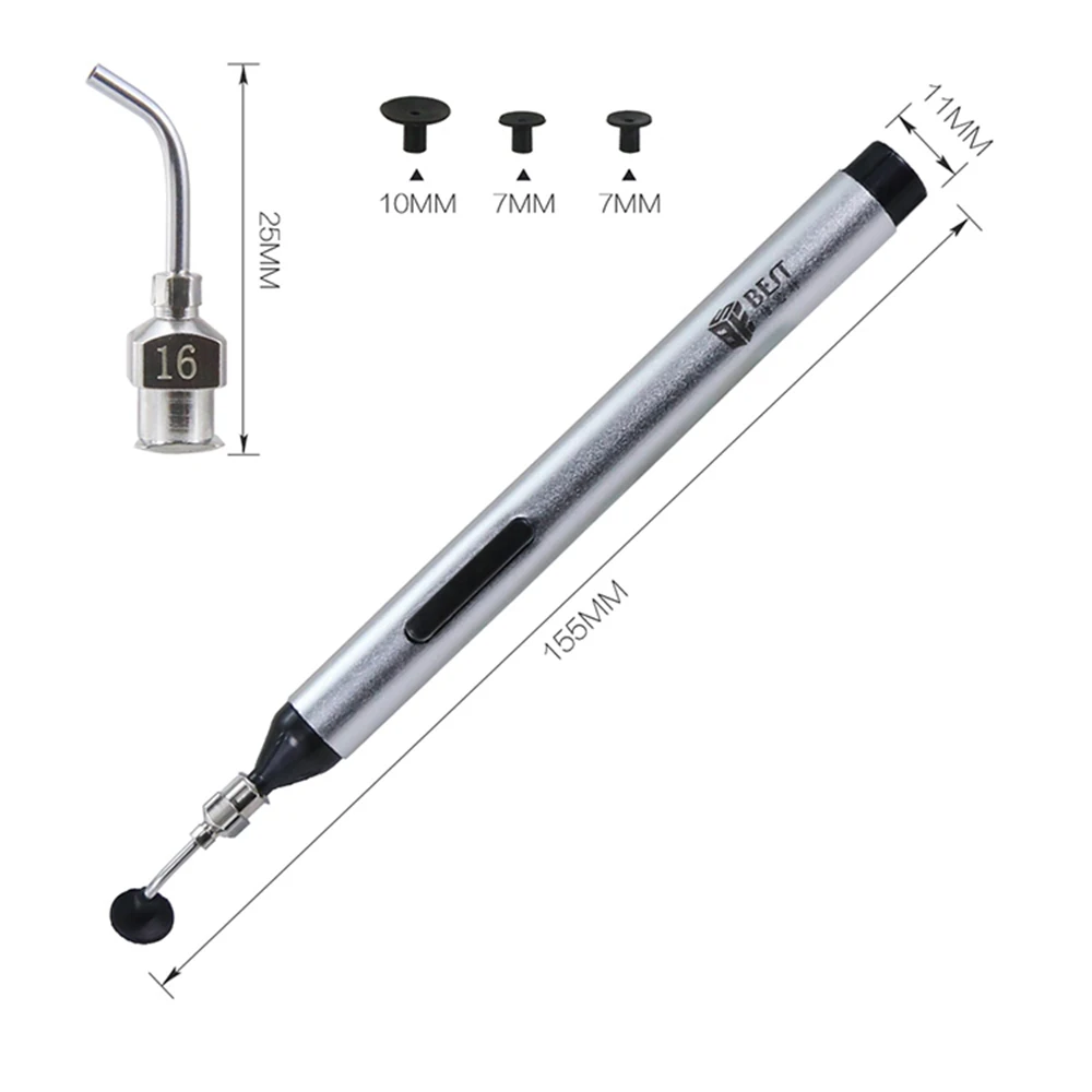 Anti-static Vacuum Sucker Pen With 3 Suction Headers BGA Chip IC Pickup Tool and Lens Crystal Suction Pick Up Sucker
