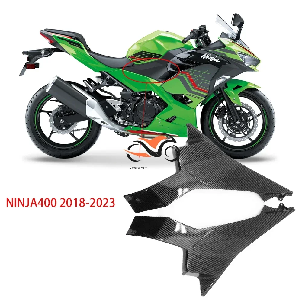 

For Kawasaki Ninja 400 2018-2023 NINJA400 Ninja Glossy Carbon Fiber Motorcycle Gas Tank Side Cover Panel Fairing Fit