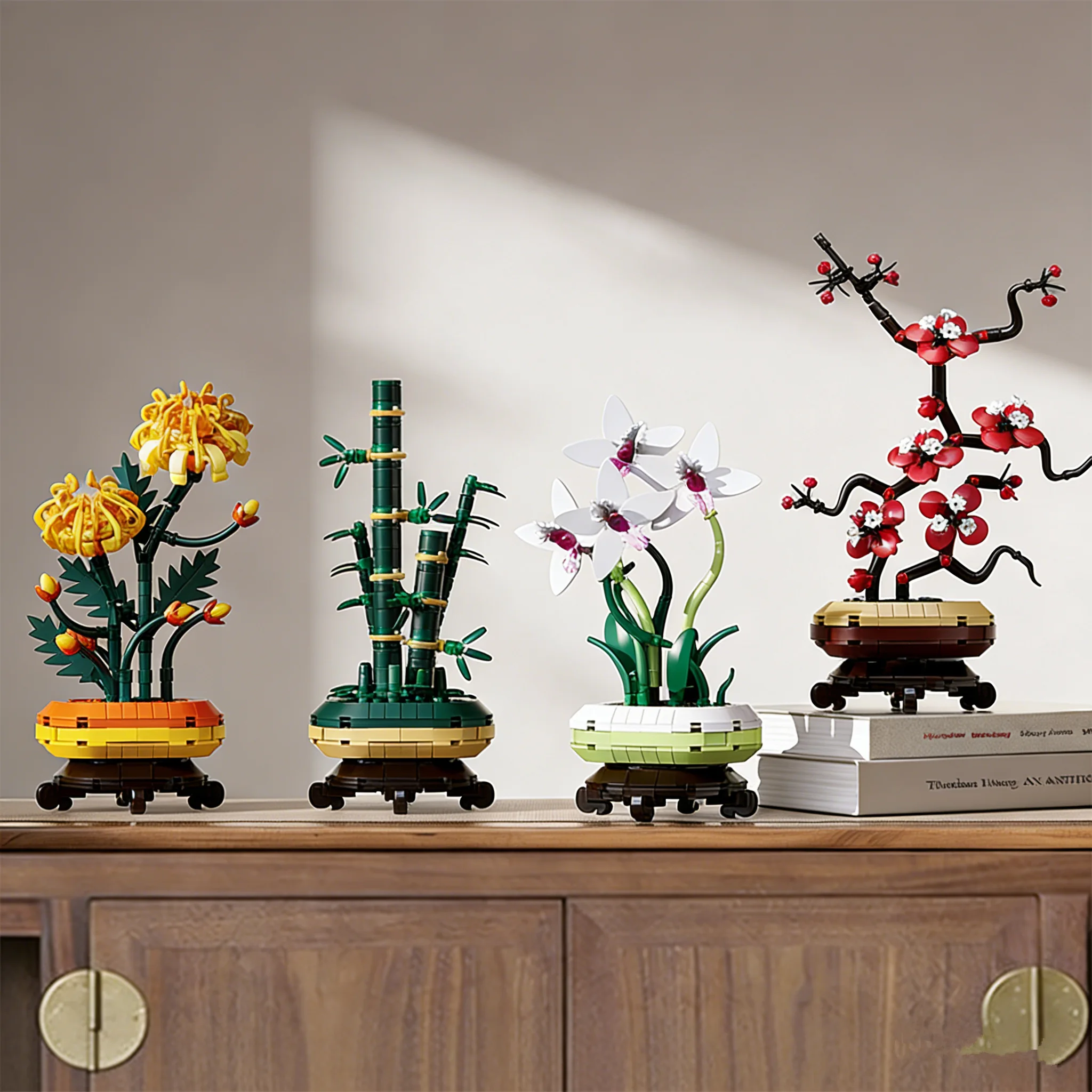 

Building Blocks Flower Bouquet Plum Blossom Bamboo Chrysanthemum Orchid Flower Home Decorative Plant Model for Adults Toys Gift