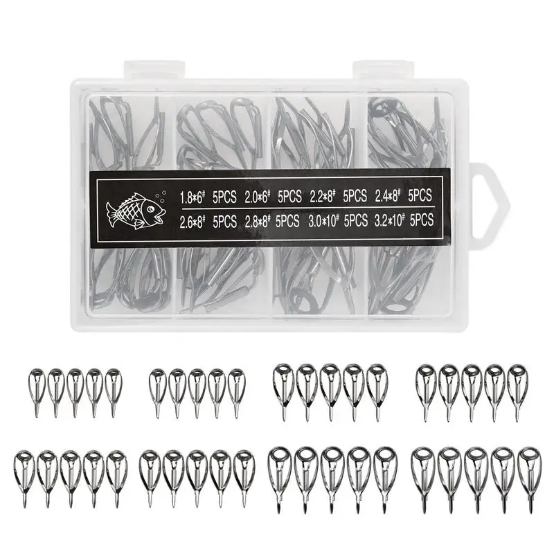 

Fishing Rod Tips Replacement Kit 40 Pieces Fishing Pole Eye Repair Kit Fishing Rod Eyelet Repair Kit Compact Fishing Rod