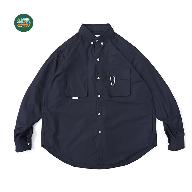 W2EJOURNEY Luxury Quality Retro Outdoor Functional Cityboy Multi-Pocket Work Shirt For Men Autumn Travel Camp Loose Trendy Shirt