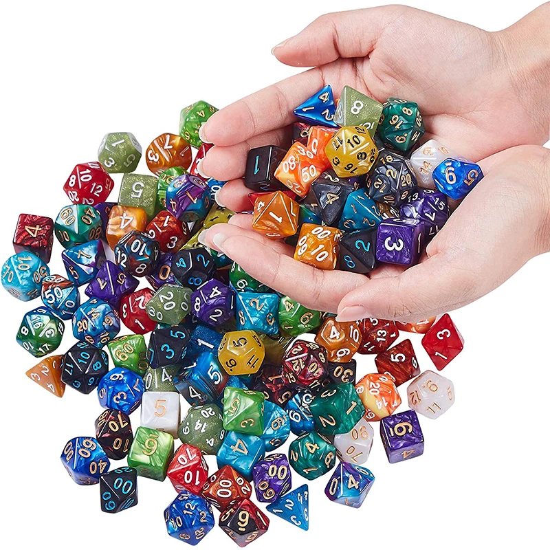 140/105/70/42/21Pcs หลายสีลูกเต๋าชุดสีสุ่ม Polyhedral RPG DND เล่นบทบาทสมมติมังกรเกมกระดานลูกเต๋าหลายกับกระเป๋า