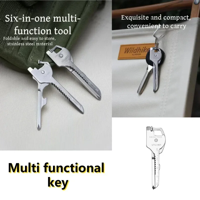 

6in1 Mini Knife Unboxing Knife Tool Stainless A Scale Steel Utili-Key Key Ring Chain Pendant Pocket Cutter Multi Tool