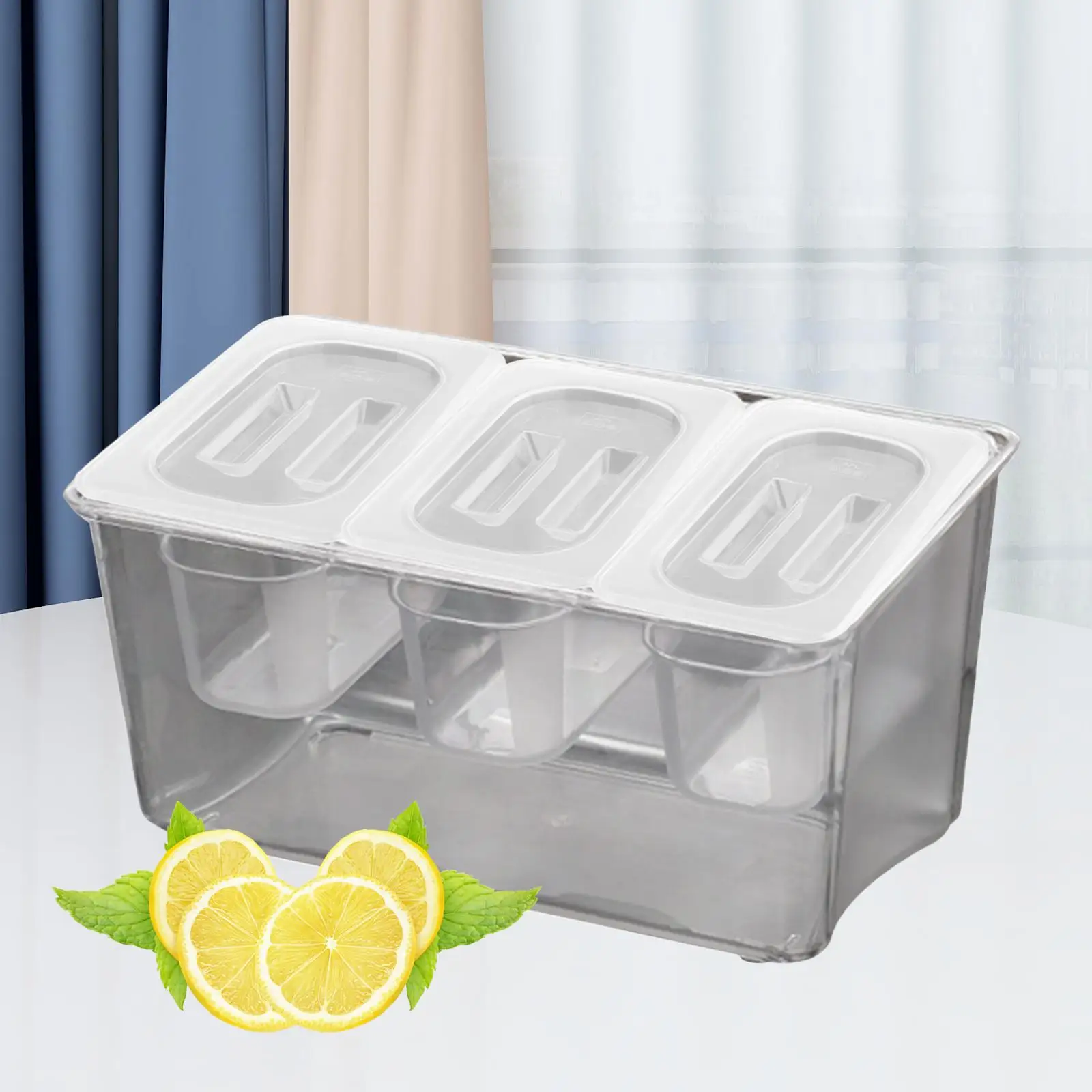

Chilled Condiment Server Removable Containers Bar Fruit Caddy Seasoning Box for BBQ Restaurant Party Milk Tea Shop Outdoor
