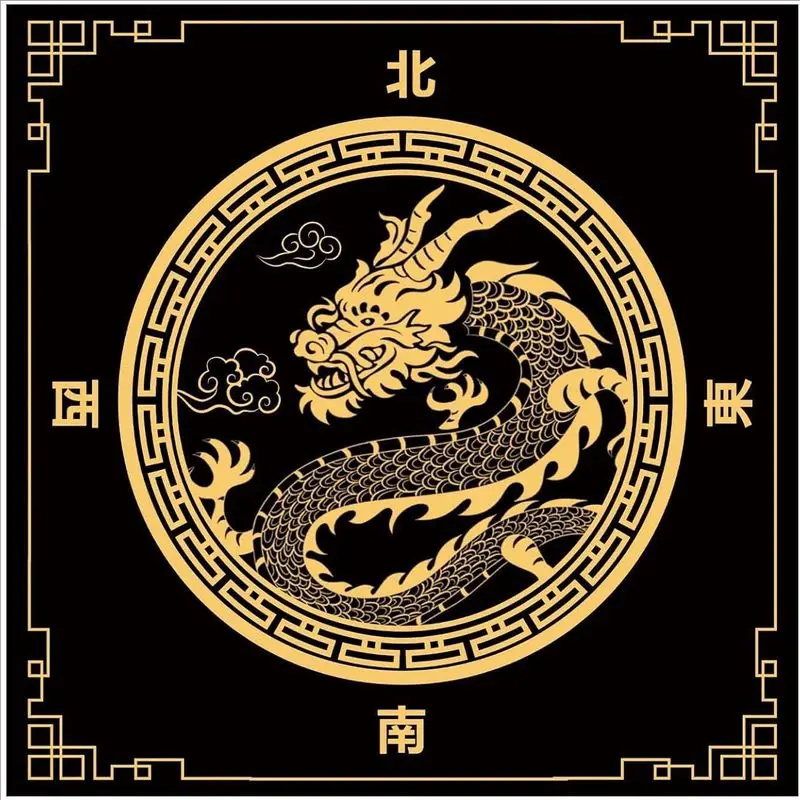 Chinese Golden Dragon Xiangyun Printing Mahjong Game Table Mat Anti-Slip Noise Reduction for Home Party Card Playing Decor