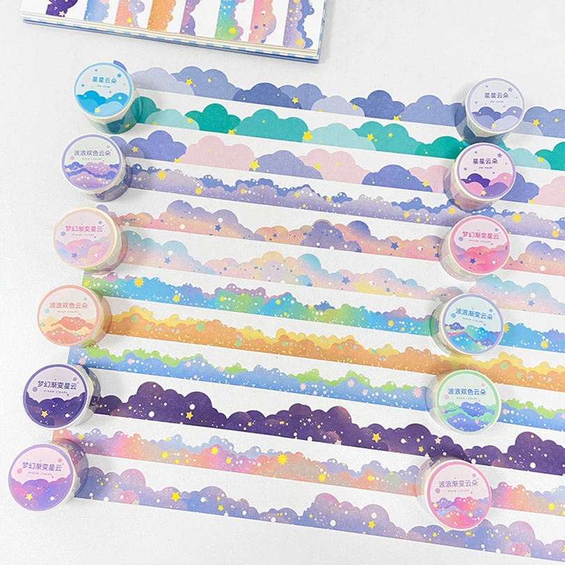 ดาว Washi เทปเกาหลีเครื่องเขียนเมฆ Masking เทปไดอารี่สมุดบันทึกอุปกรณ์ Washitape Scrapbooking ตกแต่งกาวเทป