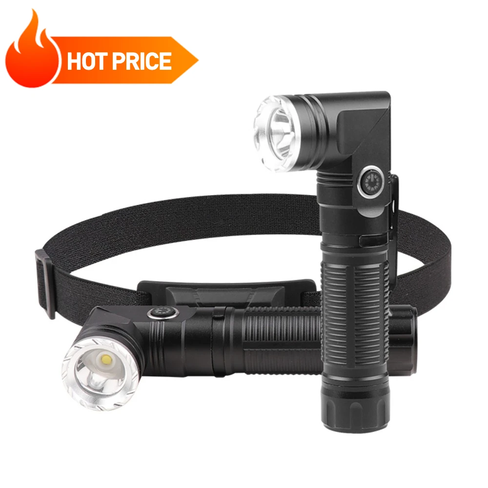 High Power Headlight 90° Rotation Flashlight Waterproof Torch Hunting Camping Fishing Hiking Lighting Lamp with Tail Magnet
