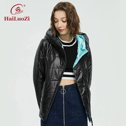 HaiLuoZi 2022 Women's Spring Jacket Autumn Winter Fashion Casual Short Parka Thin Cotton Hooded Women Coat Warm Outwear 10