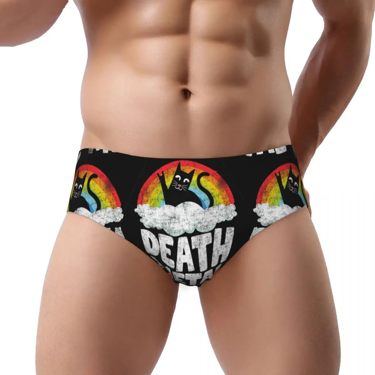 

Funny Death Metal Cat Gift Rainbow Heavy Metal Men Triangle Panties Ventilate Short Underwear for Homme Man Boyfriend Gift