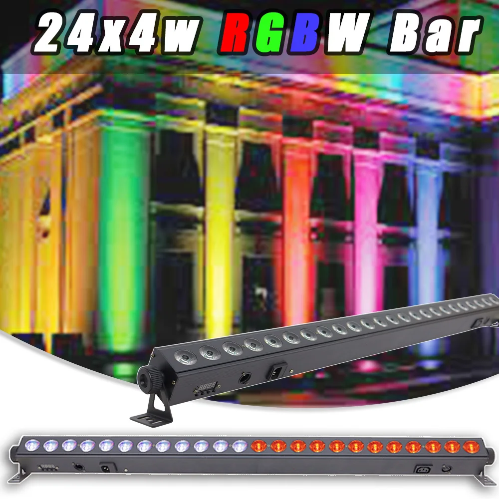 New LED Bar Light 24x4w RGBW 4in1 DMX512 Horse Running Wall Washing Strobe Effect Stage Lighting 3 Days Delivery Dj Disco Lamp