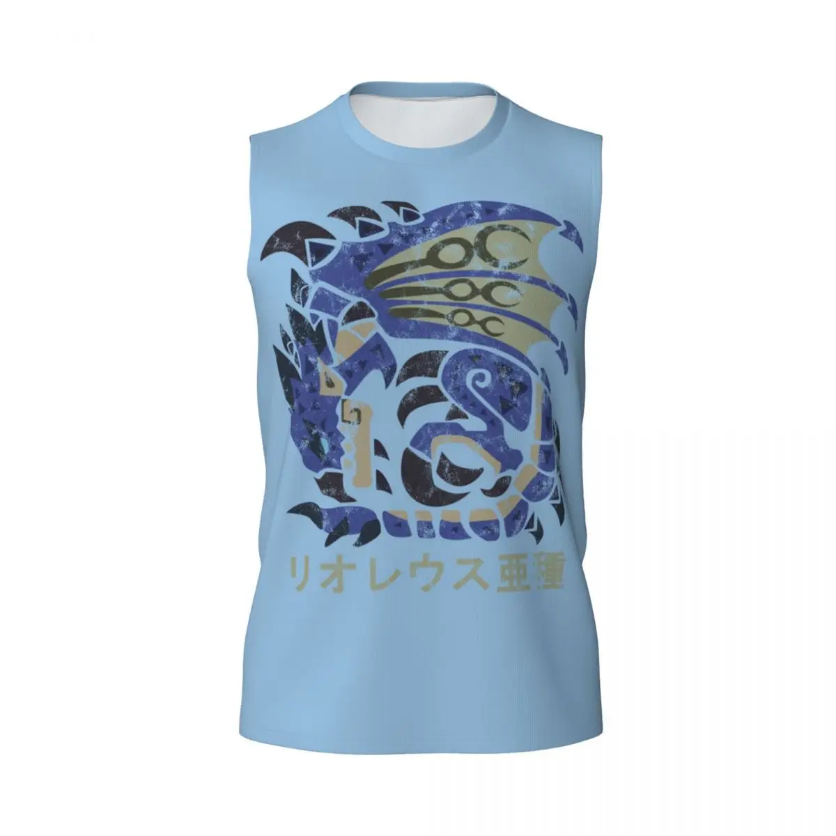 Monster Hunter World Azure Rathalos Kanji Icon Men Sleeveless T-shirt Casual Hip Hop Street Style Beach Holiday Tank Tops