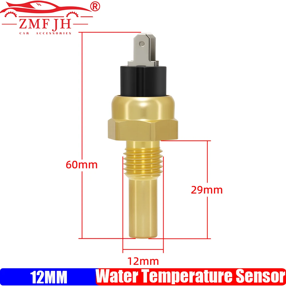 ZMFJH 1PCS Water Temperature Sensor 12MM Thread Temp Sensor Water Temperature Sensor for Universal Car Gauge