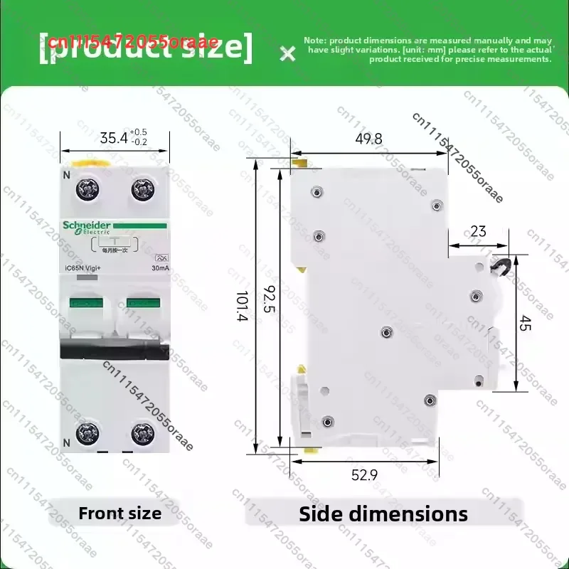 Schneider Electric A9D65216/20/25/32/40/50/63 30mA 2P Integrated Residual Current Circuit Breaker IC65N VIGI+ 2P New Original