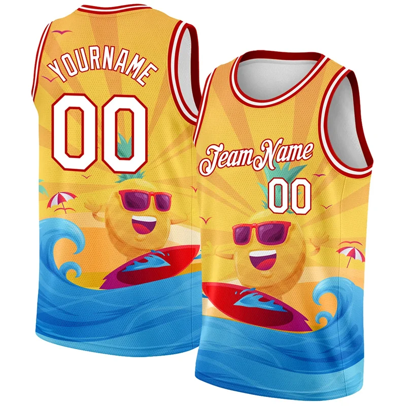 Sea Surfing Cute 3D Print Vest For Men Personality Custom Number Name Hawaiian Vacation Style Sleeveless Tee Summer Trend Novel