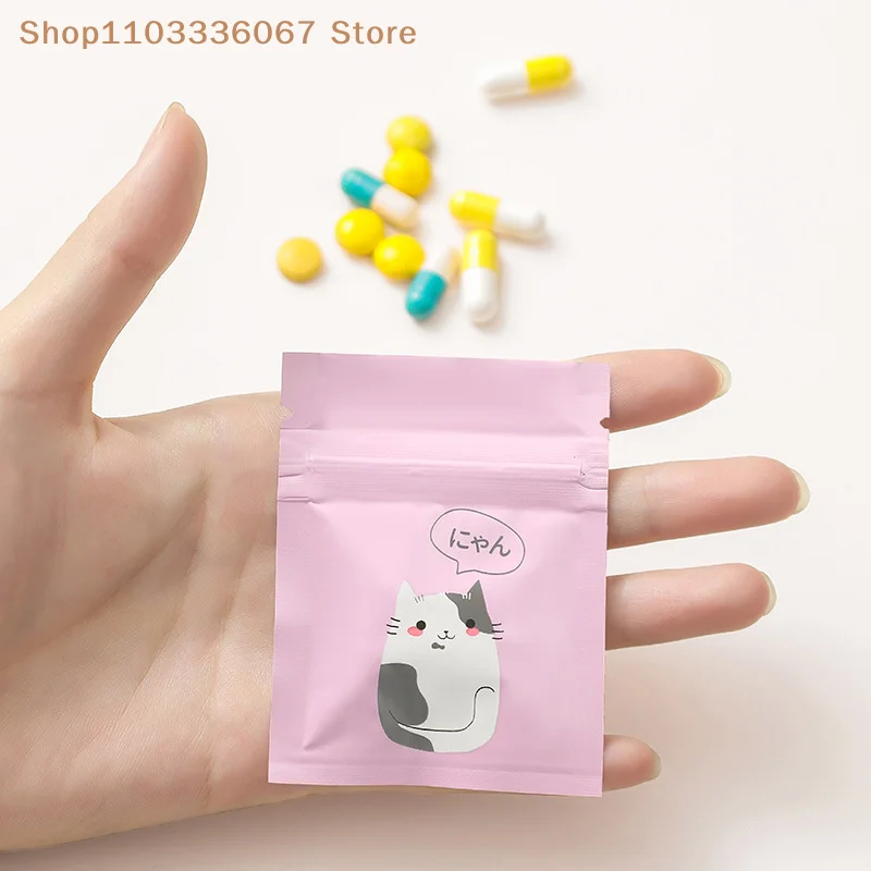 【HL】10/50pcs Cartoon Pill Pouch Bags Shading Pill Pouch Reusable Pill Bags Drug Self Sealing Medicine Organizer Storage Bags
