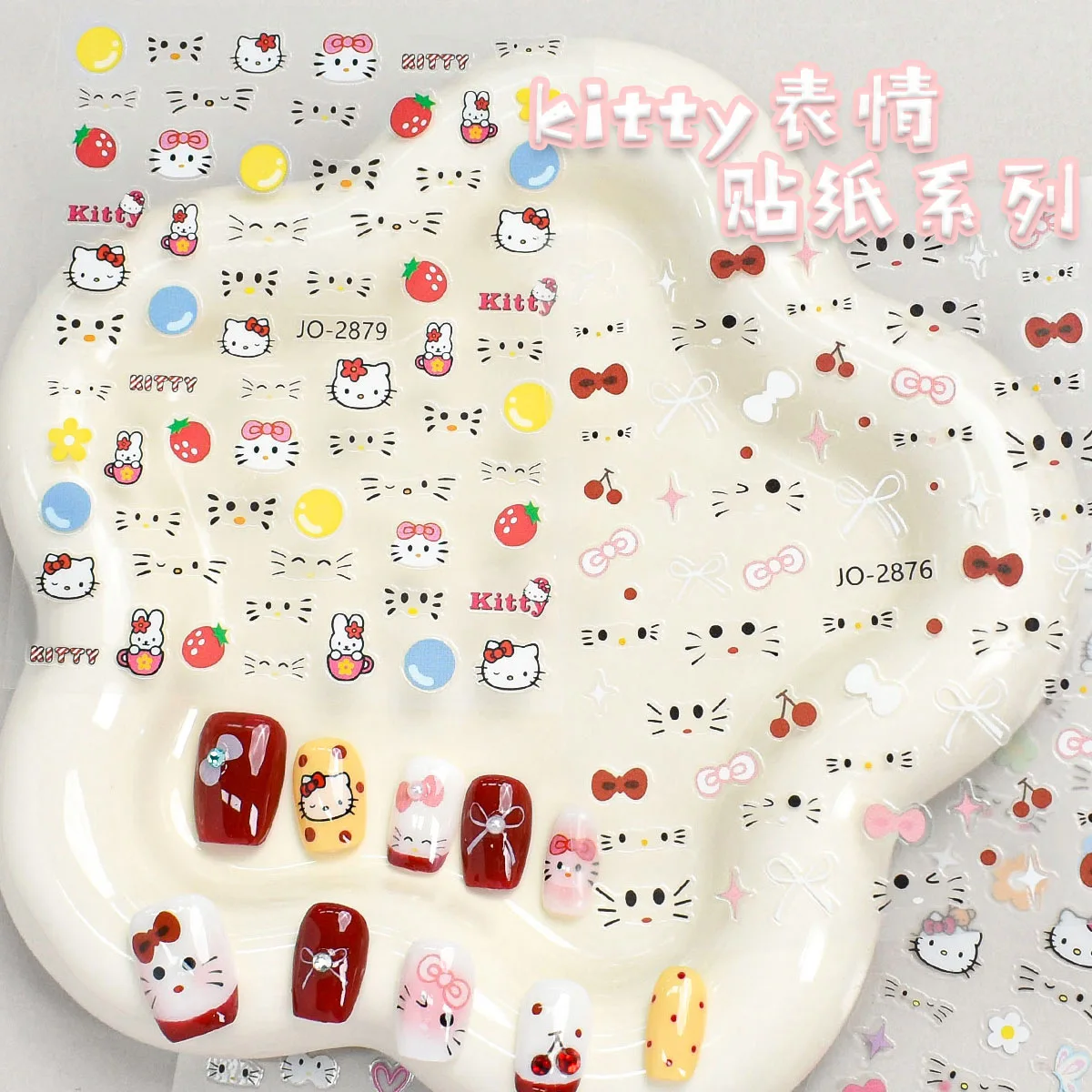 สติกเกอร์ติดเล็บลายเฮลโลคิตตี้ 3 มิติ 1 แผ่น ลายกราฟฟิตี้นูน ลายการ์ตูนน่ารัก สไตล์อนิเมะ ลายแมว KT อุปกรณ์ตกแต่งเล็บ