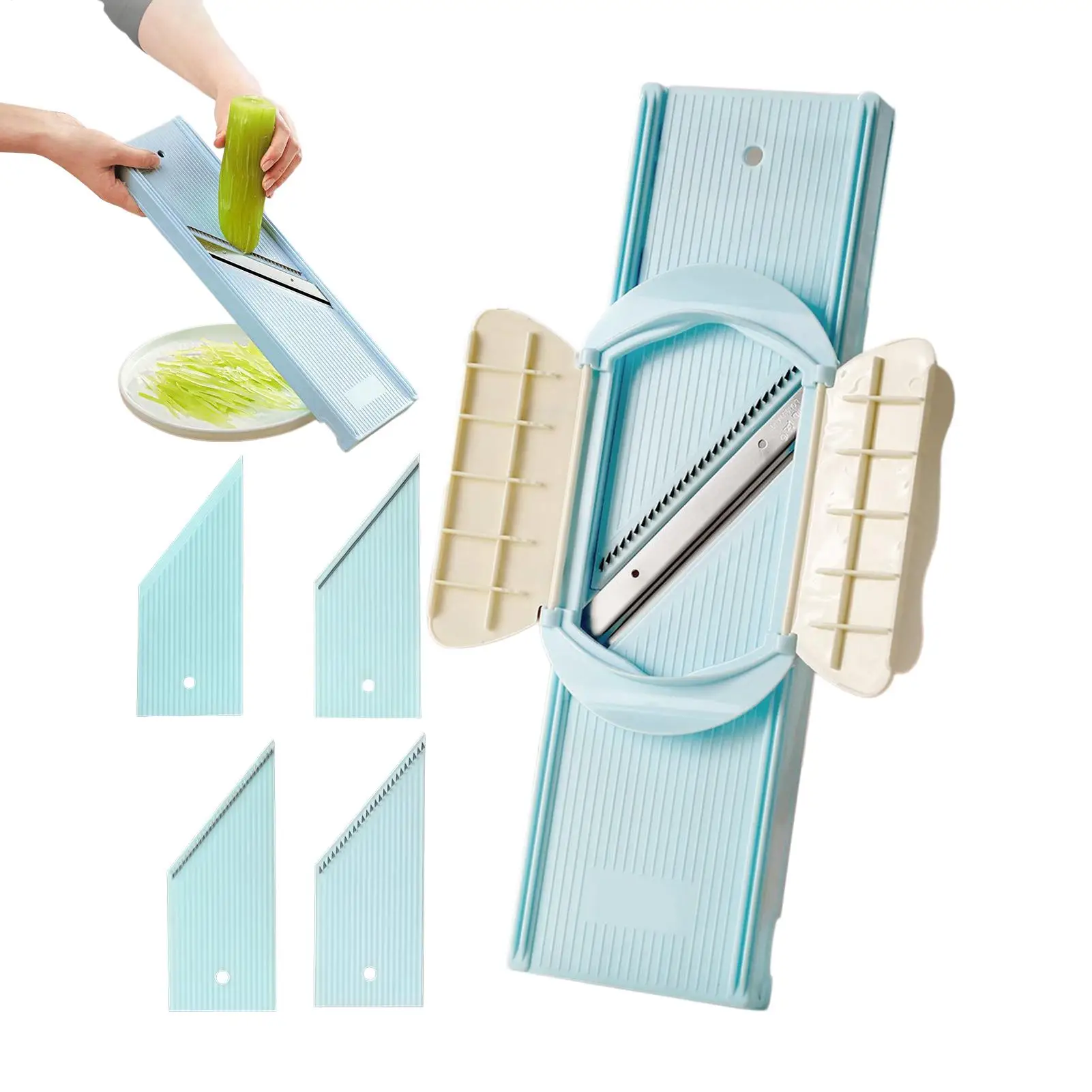 Vegetable Slicer with Hand Guard Manual Handheld Food Cutter Kitchen Slicer for Potato Carrot Zucchini Cabbage Food Prep