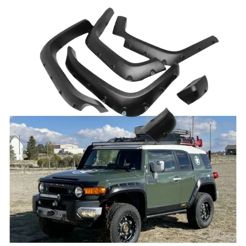 Auto Accessories YBJ ABS Rivet Fender Flares Modified Wheel Arch Trims For FJ Cruiser GSJ10 GSJ15 2007‑2016 Exterior Upgrade Spa