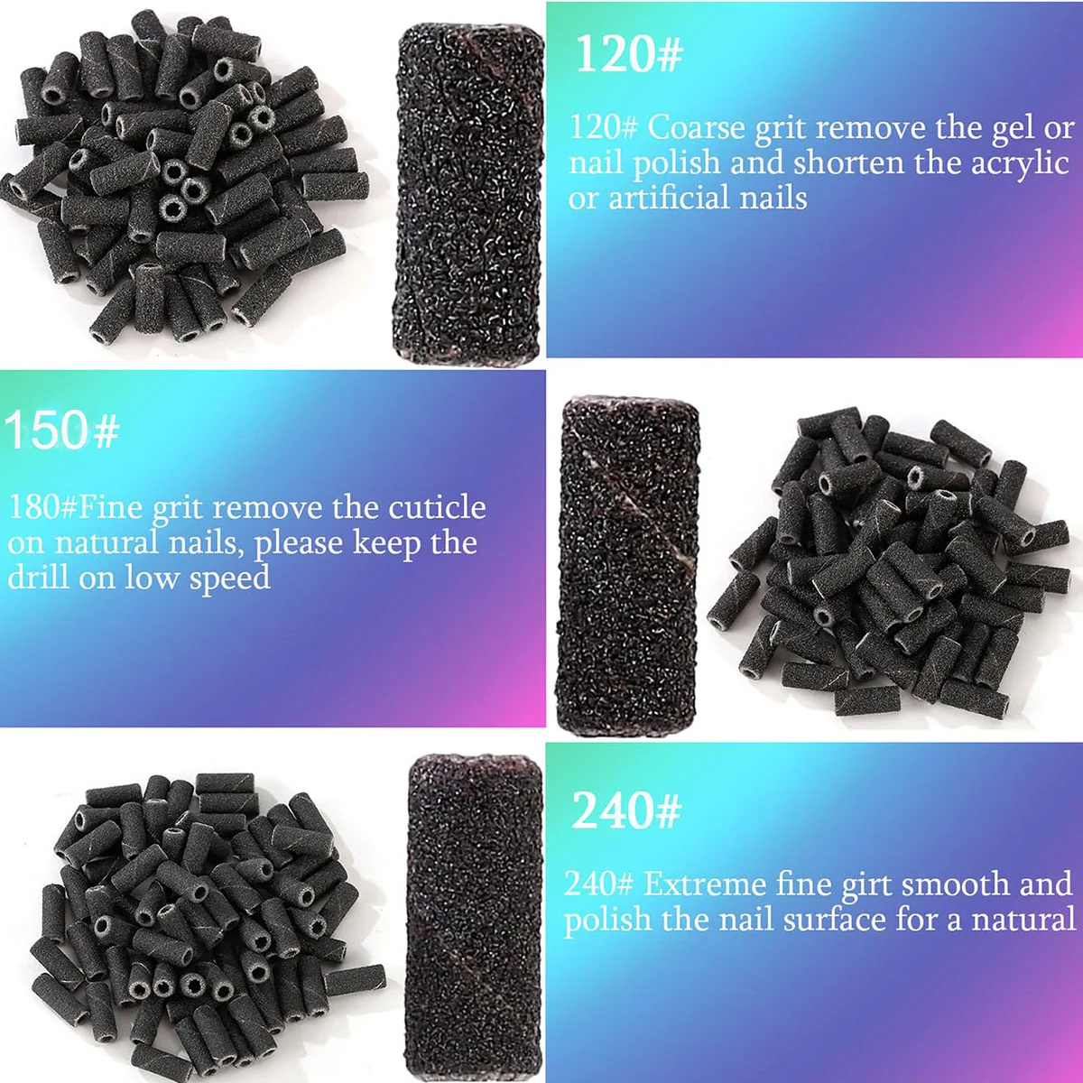 100 pièces 3.1mm Mini bandes de ponçage Kits forets à ongles mandrin ensembles accessoires de manucure électrique outil dissolvant de peau morte